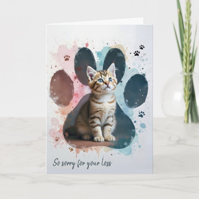 Tarjeta Pérdida de Mascota Gatito Atigrado Simpatía (Anverso)