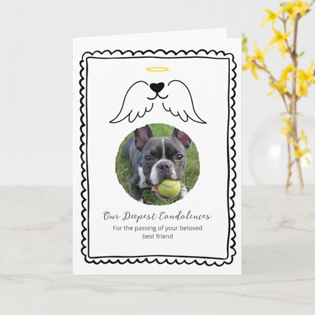 Tarjeta Pérdida de Mascota Simpatía Alas de Ángel Perro Fo (flor amarilla)