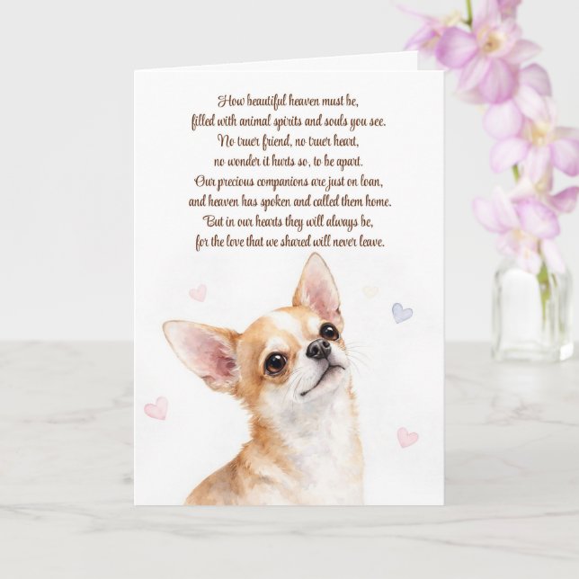 Tarjeta Pérdida de simpatía canina Chihuahua Espiritual (Orquídea)