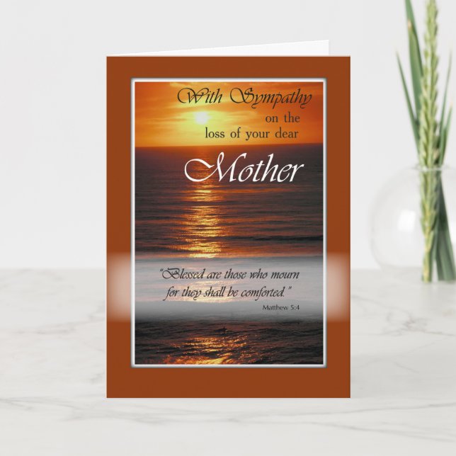 Tarjeta Pérdida de simpatía de madre, atardecer sobre el o (Anverso)
