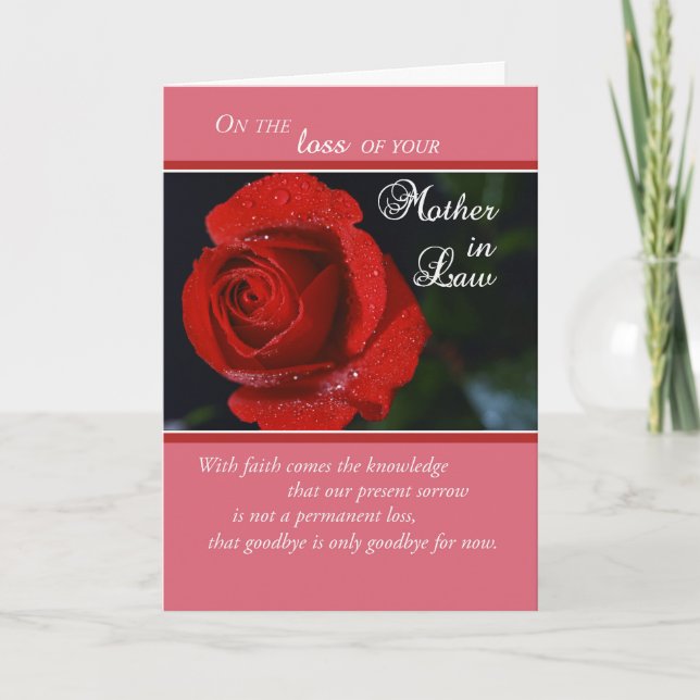 Tarjeta Pérdida de suegra, rosa rojo, religiosa (Anverso)