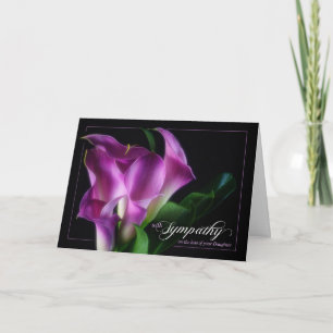 Tarjeta Pérdida de una hija compasión púrpura Calla Lilies