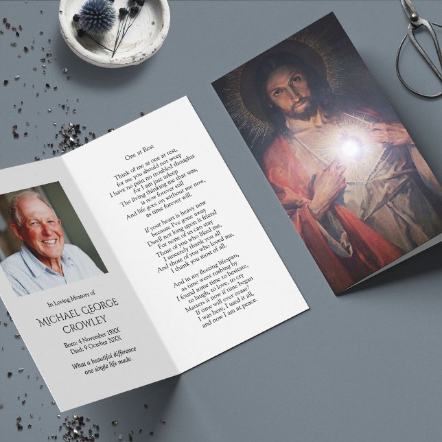 Tarjeta Pérdida funeraria Cartas de Simpatía de Oración de (catholic, religious, celebration of life, in loving memory of, prayer cards for bereavement)