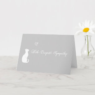 Tarjeta Pérdida Minimalista de Gato Gris Con Sincerest Con
