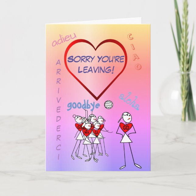 Tarjeta Perdón por salir de Netball: Saludo de despedida (Anverso)