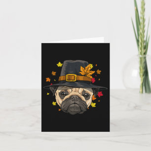 Tarjeta Peregrino de Pug de Acción de Gracias Otoño Cae El