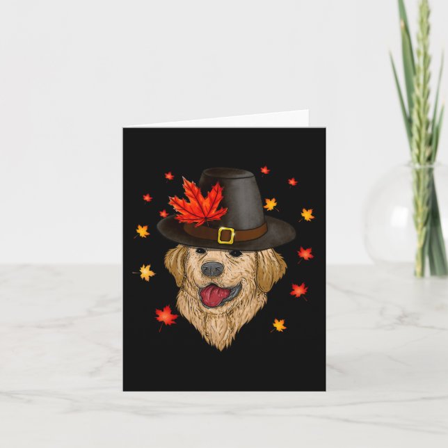 Tarjeta Peregrino Golden Retriever Dog Face Fall Vibes Gra (Anverso)