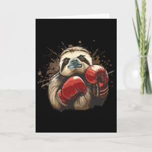 Tarjeta Perezoso boxeando con guantes de boxeo Kickboxing 