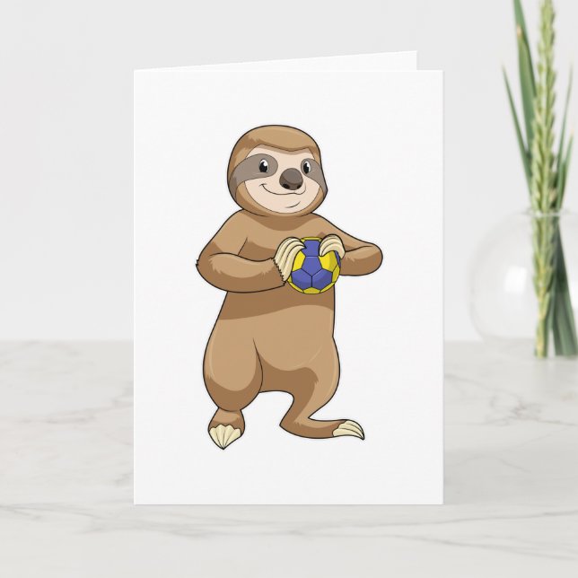 Tarjeta Perezoso como jugador de balonmano con Balonmano (Anverso)