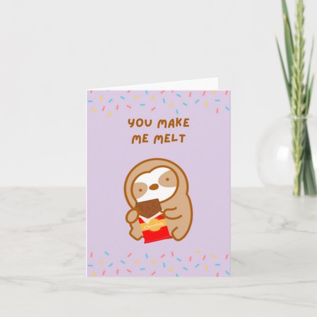 Tarjeta Perezoso de chocolate que me derrite (Anverso)