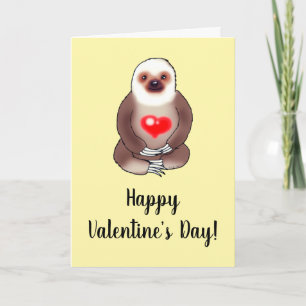 Tarjeta Perezoso de San Valentín con Corazón Brillante