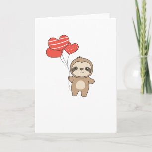 Tarjeta Perezoso para el Día de San Valentín Animales Ador
