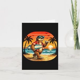 Tarjeta Perezoso surfista ola de hawaii playa de surf