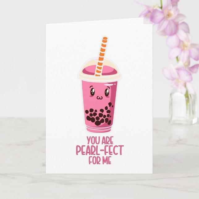 Tarjeta Perfecto para mí boba pearl tea kawaii lindo (Orquídea)