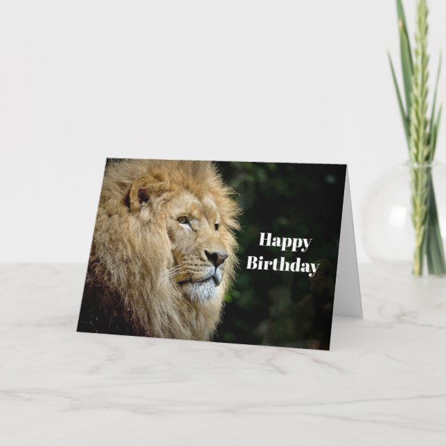 Tarjeta Perfil de León Foto Vida Silvestre Cumpleaños (Anverso)