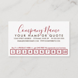 tarjeta perforadora de fidelidad de golpes de rojo