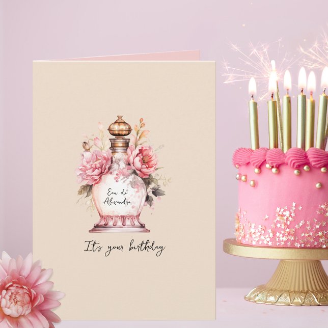 Tarjeta Perfume cumpleaños personalizado o cualquier ocasi (Easily change the text on this any occasion card, it's perfect for Birthdays, Mother's Day, & more!)