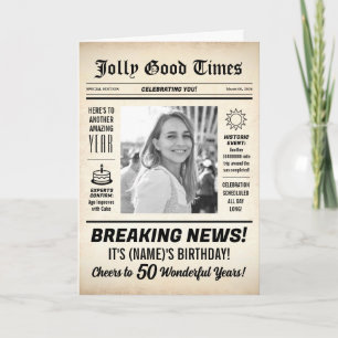 Tarjeta Periódico de Cumpleaños número 50, Agregar Foto, P