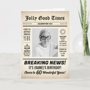 Tarjeta Periódico de Cumpleaños número 60, Agregar Foto, P