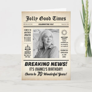 Tarjeta Periódico del 70 cumpleaños, agregar foto, persona