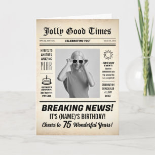 Tarjeta Periódico del 75 cumpleaños, agregar foto, persona