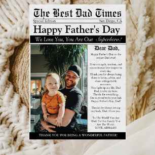 Tarjeta Periódico Foto Divertida Única Feliz Día del Padre