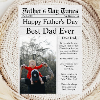 Tarjeta Periódico Único Diversión Foto Feliz Día del Padre