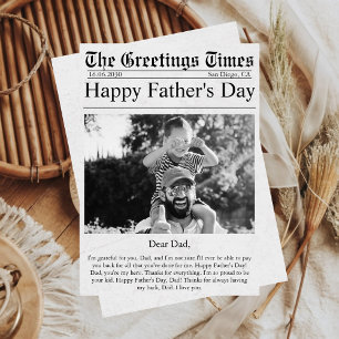 Tarjeta Periódico Único Diversión Foto Feliz Día del Padre