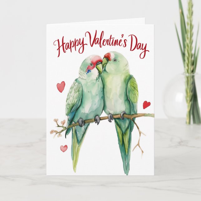 Tarjeta Periquitos de cara roja enamorados (Anverso)
