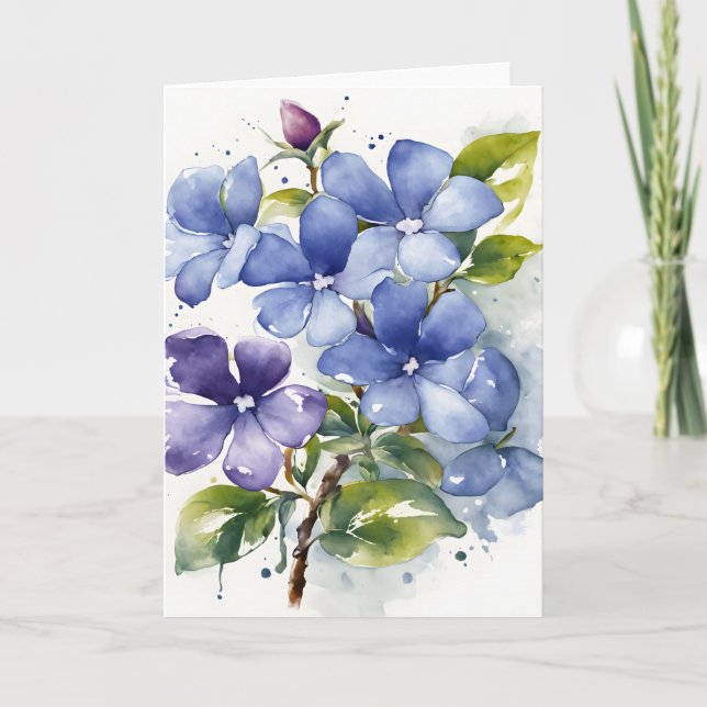 Tarjeta Periwinkle - Watercolor flowers (Anverso)