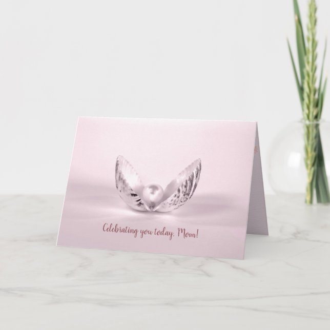 Tarjeta perla rosa en el día de la madre (Anverso)