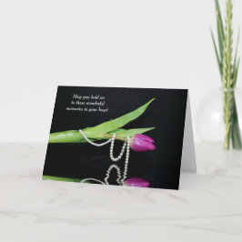 Tarjeta Perlas en la simpatía de los tulipanes
