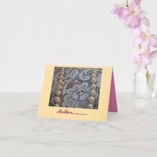 Tarjeta Perlas y carta de encaje del Día de la Madre