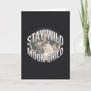 Tarjeta Permanece Salvaje Niño Luna Llena Celestial