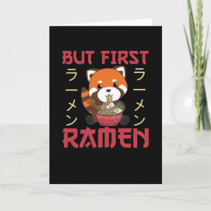 Tarjeta Pero el primer Ramen Cute Red Panda come Ramen