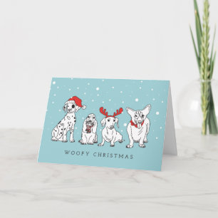Tarjeta Perras chistosos de Navidad Santa Perritos Guau de