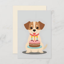 Perrito adorable con torta de cumpleaños
