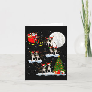 Tarjeta Perrito Boston Terrier Hembra Santa Trineo Volador