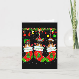 Tarjeta Perrito Bóxer Femenino Con Calcetines De Navidad P