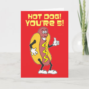 Tarjeta Perrito caliente! ¡Tienes 5 años! Quinto cumpleaño
