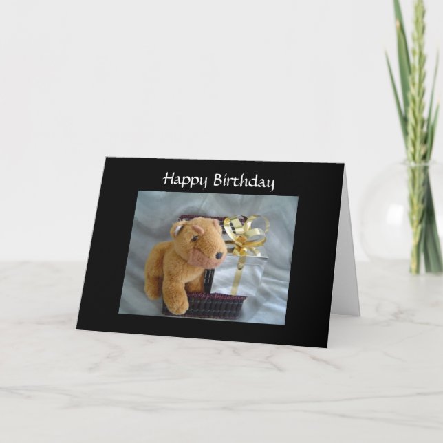 Tarjeta Perrito con regalo (Anverso)