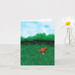 Tarjeta Perrito Dachshund Rojo Pequeño