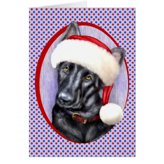 Tarjeta Perrito de Santa del navidad del negro del pastor