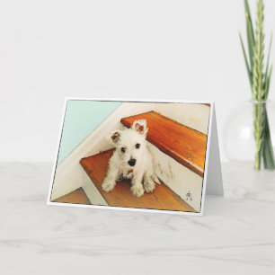 Tarjeta Perrito de Westie en paso que piensa en usted