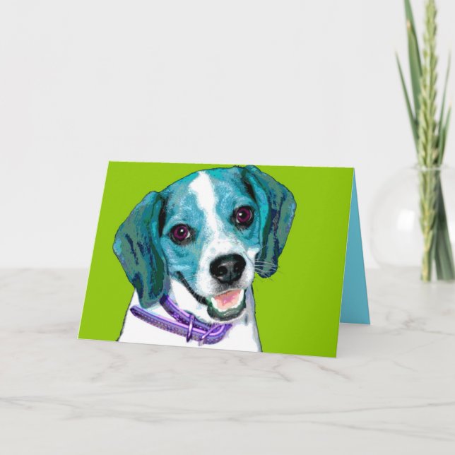 Tarjeta Perrito del beagle del ARTE POP (Anverso)