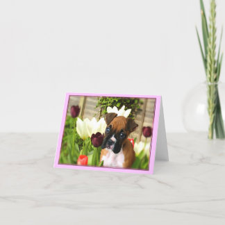 Tarjeta Perrito del boxeador en los tulipanes Notecard