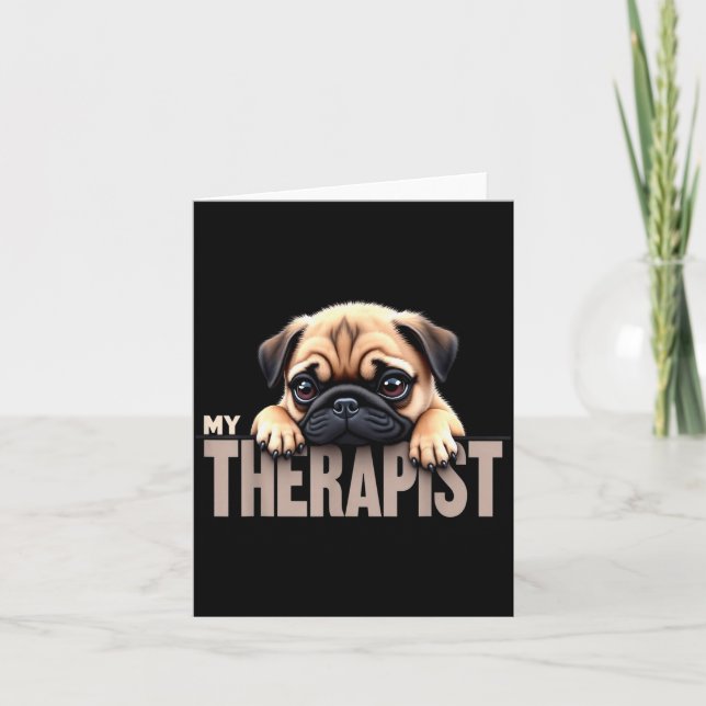 Tarjeta Perrito Divertido Mi Perro Pug Therast  (Anverso)