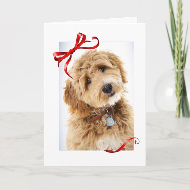 Tarjeta Perrito Doodle de Navidad (Anverso)