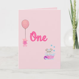 Tarjeta Perrito en baño un cumpleaños año del chica