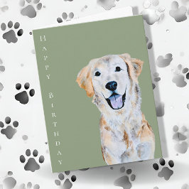 Tarjeta Perrito Golden Retriever Aquarela Cumpleaños Sage